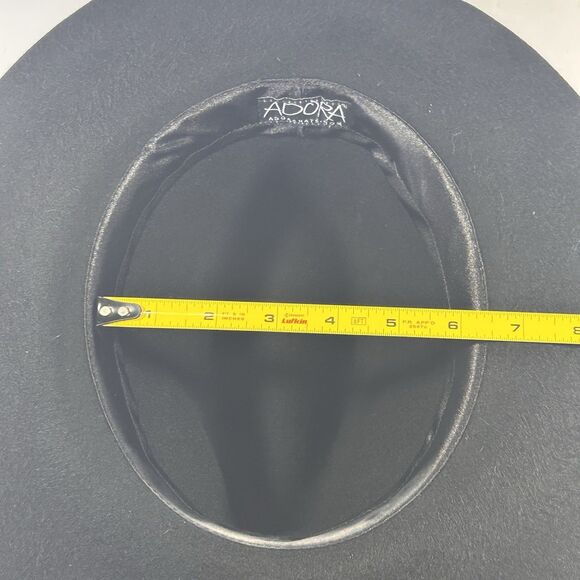 Adora Western Style Wool Hat Black Braided Leather Accent One Size USA Made - Picture 9 of 12